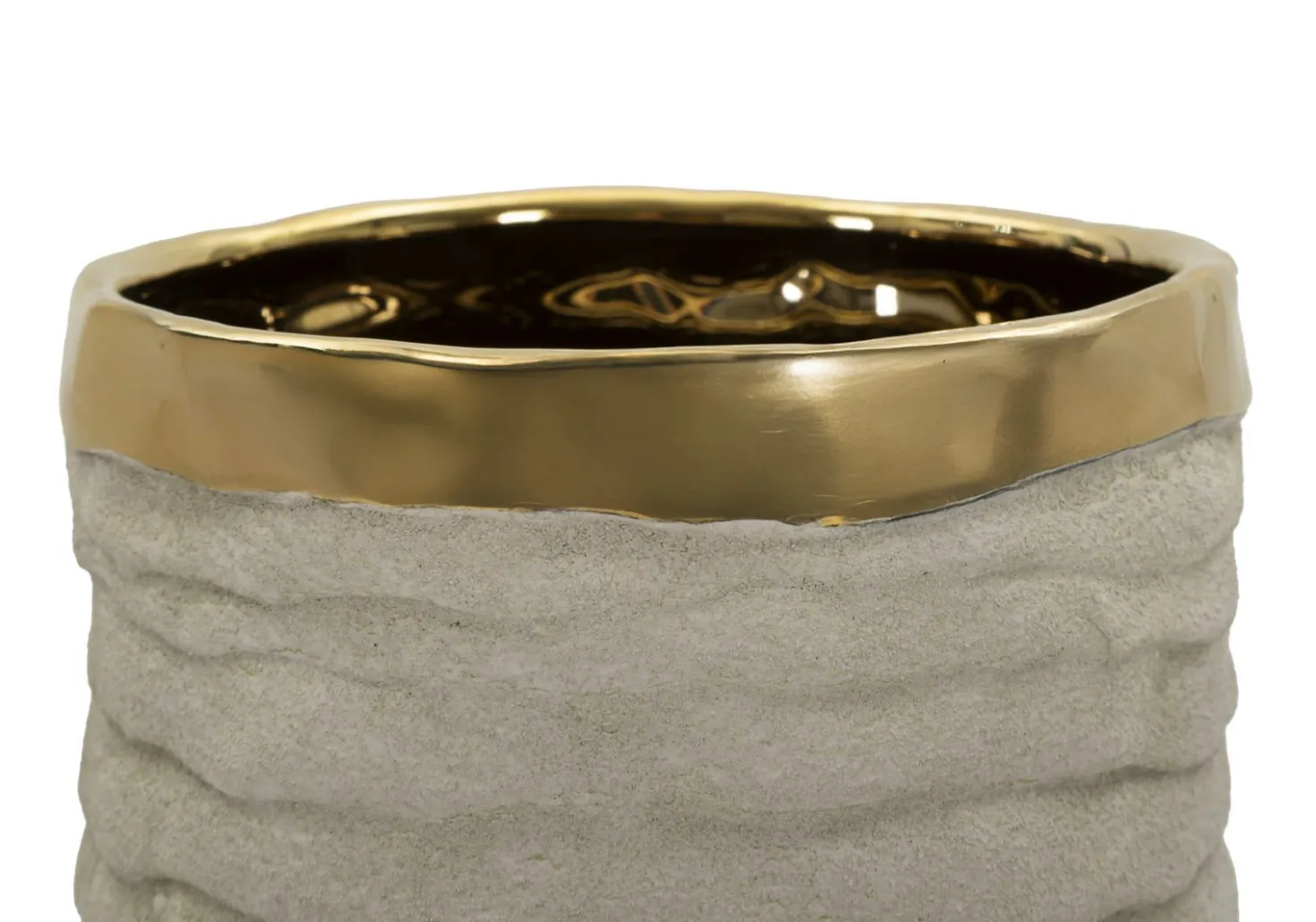 Vase cylindrique Lima finition naturelle intérieur doré