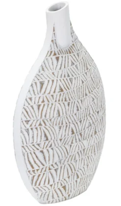 Vase décoratif Nairobi Polyrésine Blanc et Beige