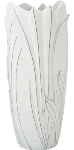 Vase en céramique blanc décorations en relief Gardy