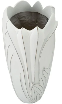 Vase en céramique blanc décorations en relief Gardy