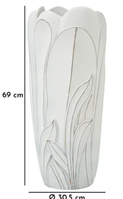 Vase en céramique blanc décorations en relief Gardy