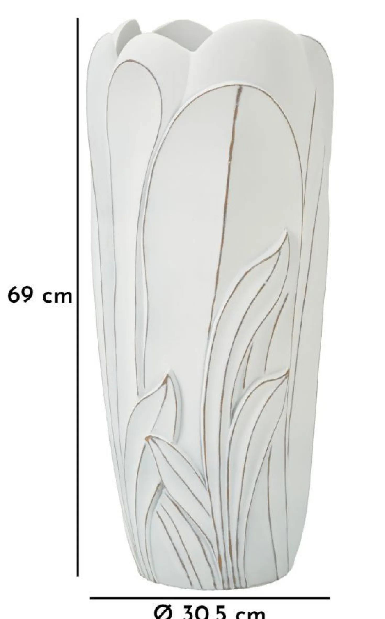 Vase en céramique blanc décorations en relief Gardy