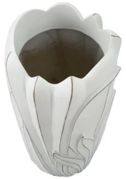 Vase en céramique blanc décoré en relief