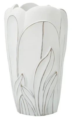Vase en céramique blanc décoré en relief