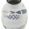 Vase en céramique blanche décorations poissons bleus