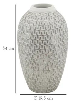 Vase en polyrésine blanc et or décoré sculptures médiévales