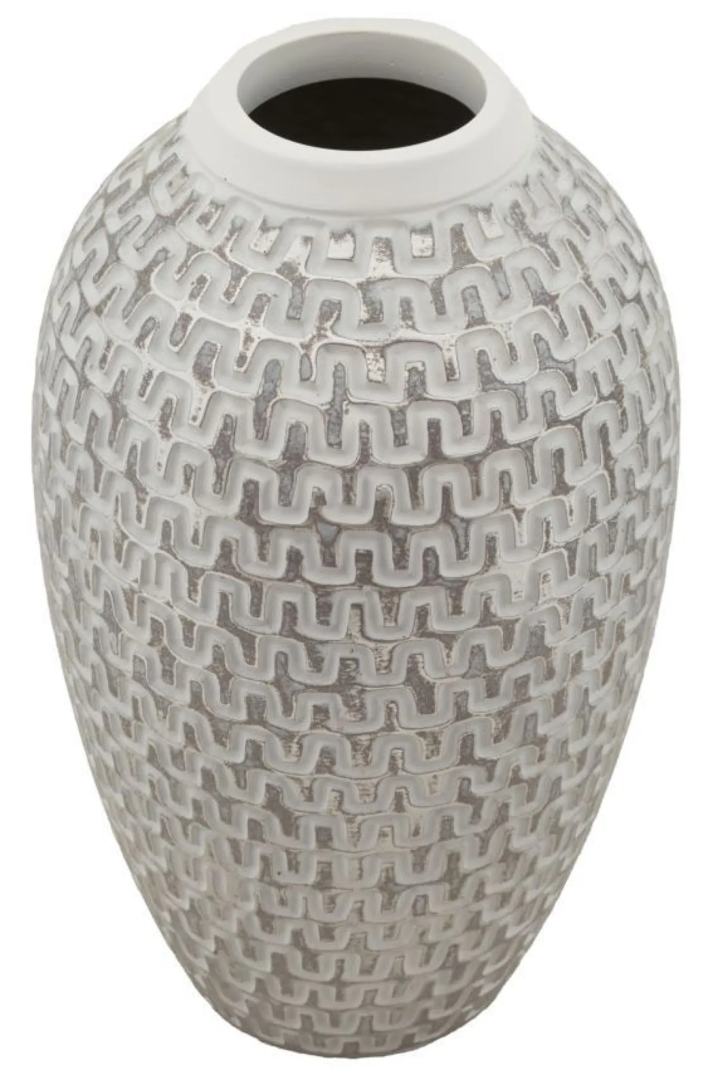 Vase en polyrésine blanc et or décoré sculptures médiévales