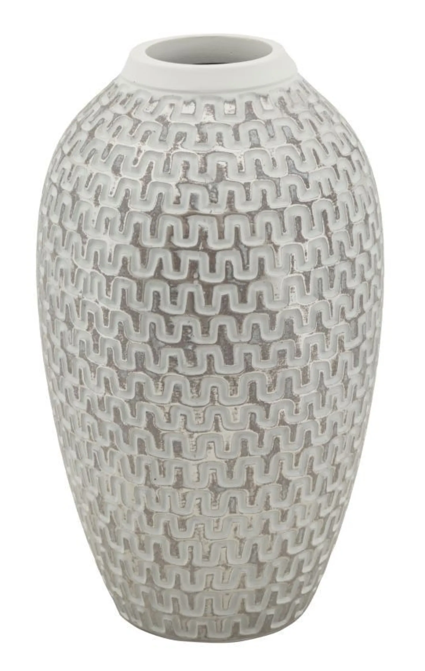 Vase en polyrésine blanc et or décoré sculptures médiévales