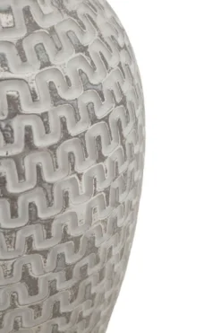 Vase en polyrésine blanc et or décoré sculptures médiévales