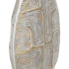 Vase en polyrésine géométrique blanc et or