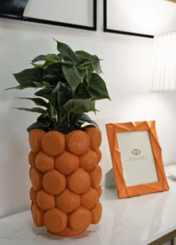 Vase en polyrésine motif Oranges Orange
