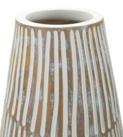 Vase en résine Hanoi finition naturelle avec gravures raffinées
