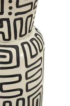 Vase en résine Nairobi décor géométrique crème et noir