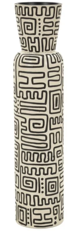 Vase en résine Nairobi décor géométrique crème et noir