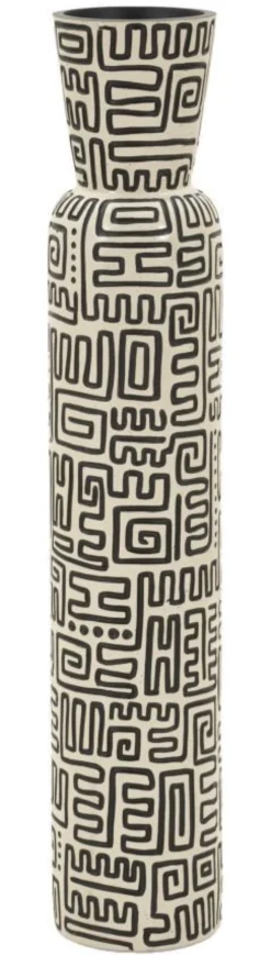 Vase en résine Nairobi motifs graphiques noirs