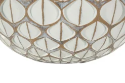 Vase en résine Tibet design géométrique blanc et marron