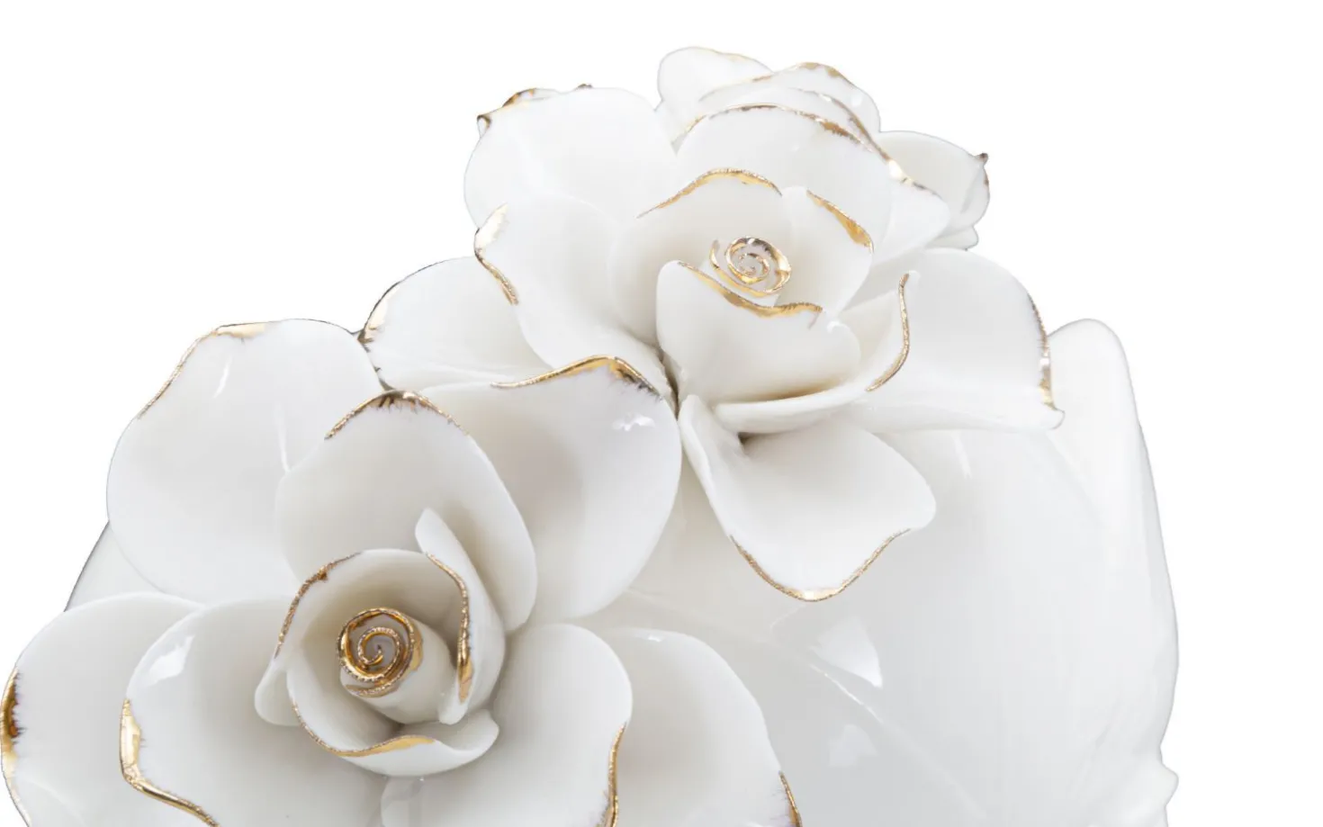 Vase féminin en porcelaine décoré d'une couronne de fleurs blanc et or