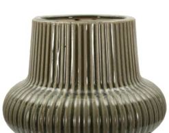 Vase harmonieux en céramique sculptée couleur taupe