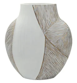 Vase Ho Chi Minh Résine Blanche et Dorée