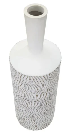 Vase Nairobi Polyrésine Blanche décorations sculptées abstraites et géométriques