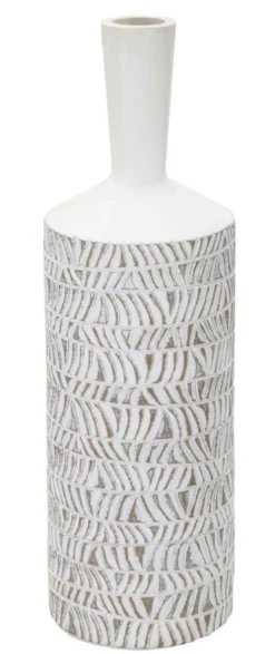 Vase Nairobi Polyrésine Blanche décorations sculptées abstraites et géométriques
