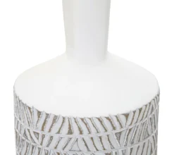 Vase Nairobi Polyrésine Blanche décorations sculptées abstraites et géométriques