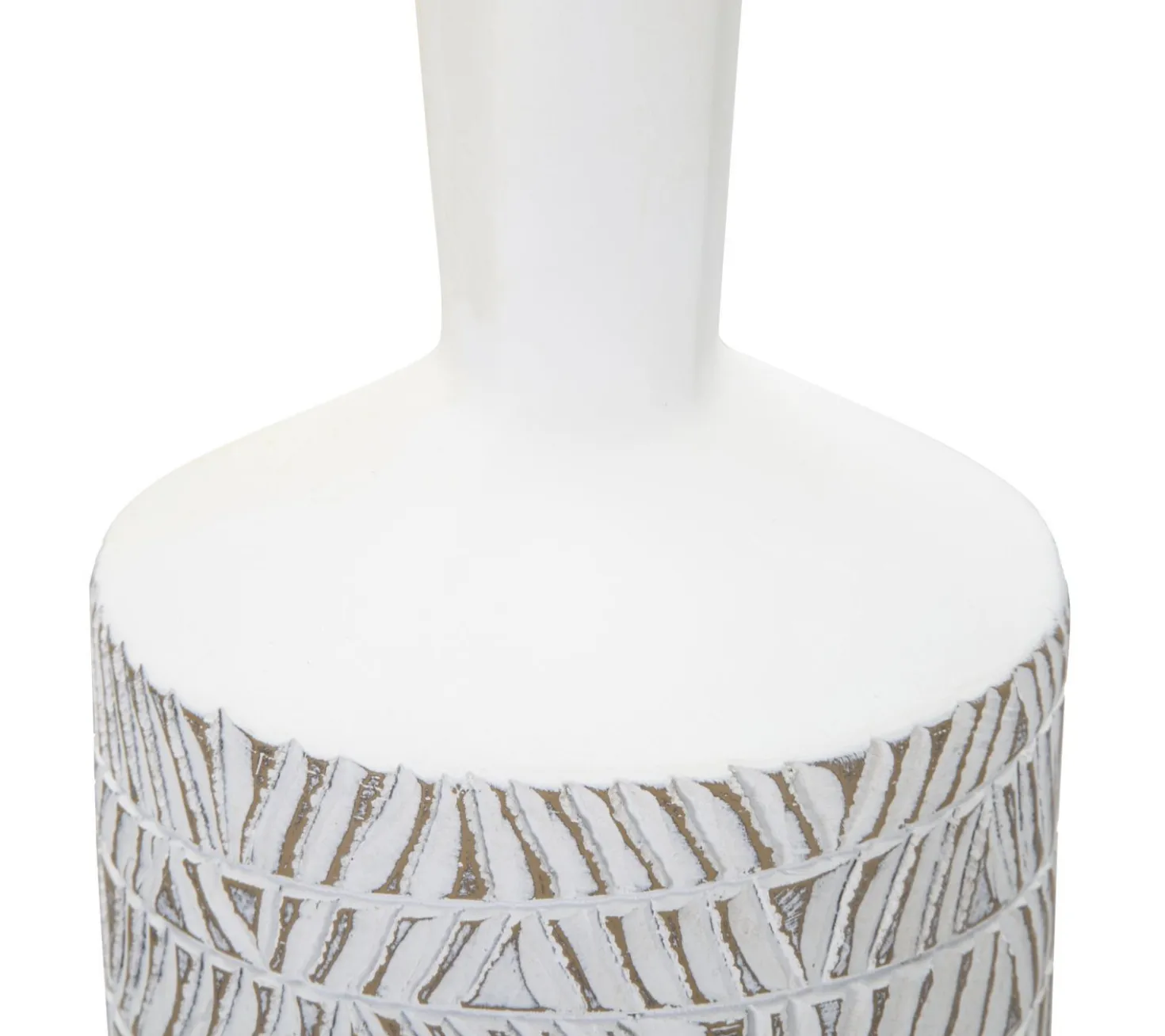 Vase Nairobi Polyrésine Blanche décorations sculptées abstraites et géométriques