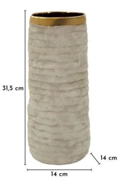 Vase ouvert Lima en céramique Beige et doré