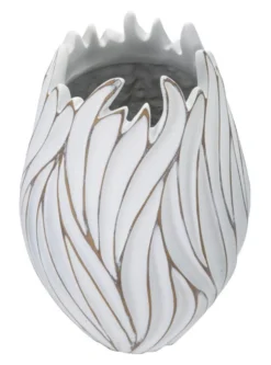 Vase ovale Honduras Polyrésine Blanc décoré