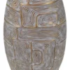 Vase polyrésine motifs géométriques blanc et or