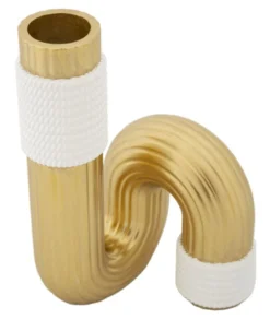 Vase sinueux blanc et doré en polyester