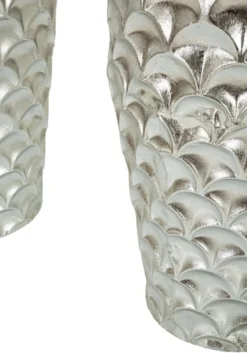 Vases ronds en métal argenté Silvy décorations irrégulières (set de 2)
