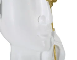 Vase visage blanc fleur dorée