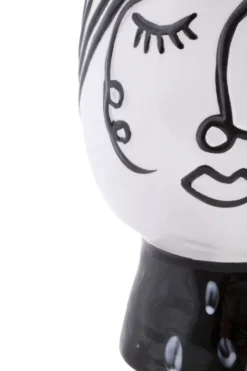 Vase visage Porcelaine Blanche base Noir