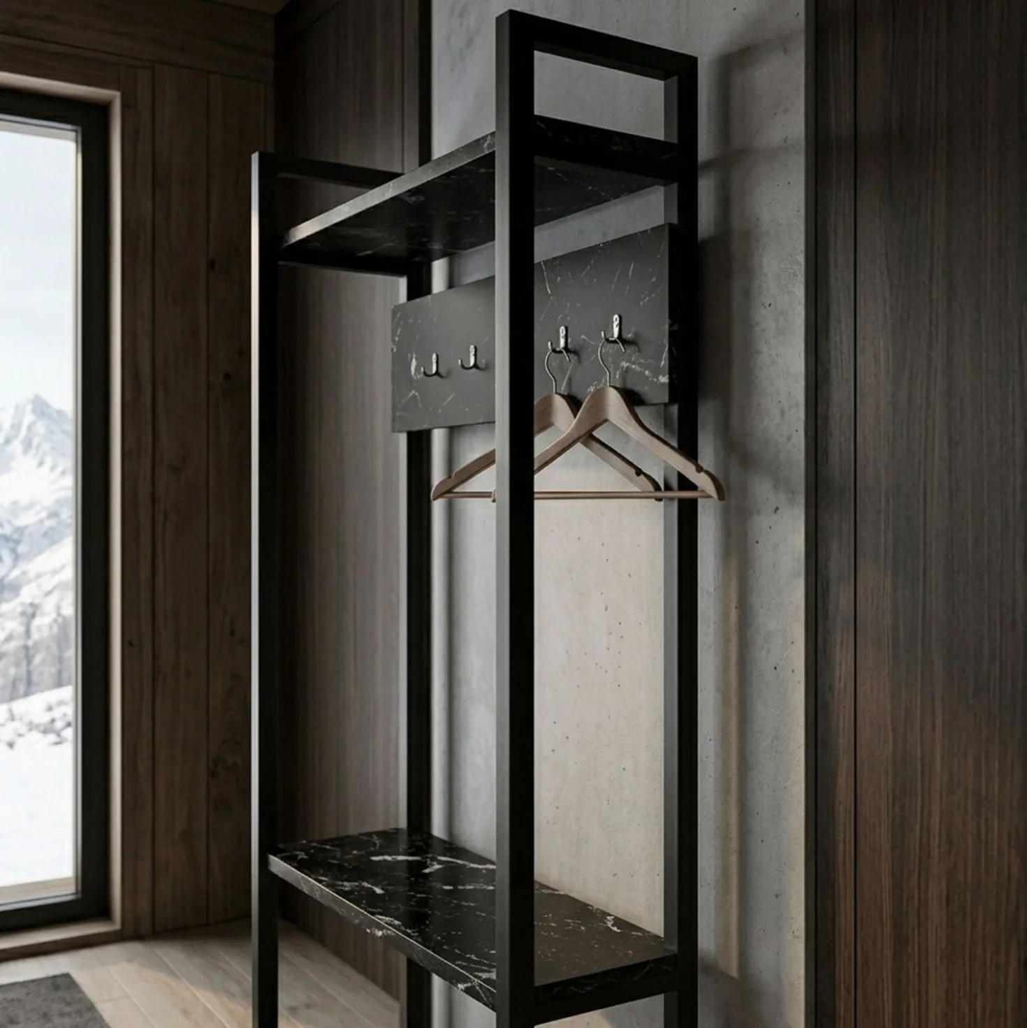 Vestiaire avec étagères et patères Marcadet Noir