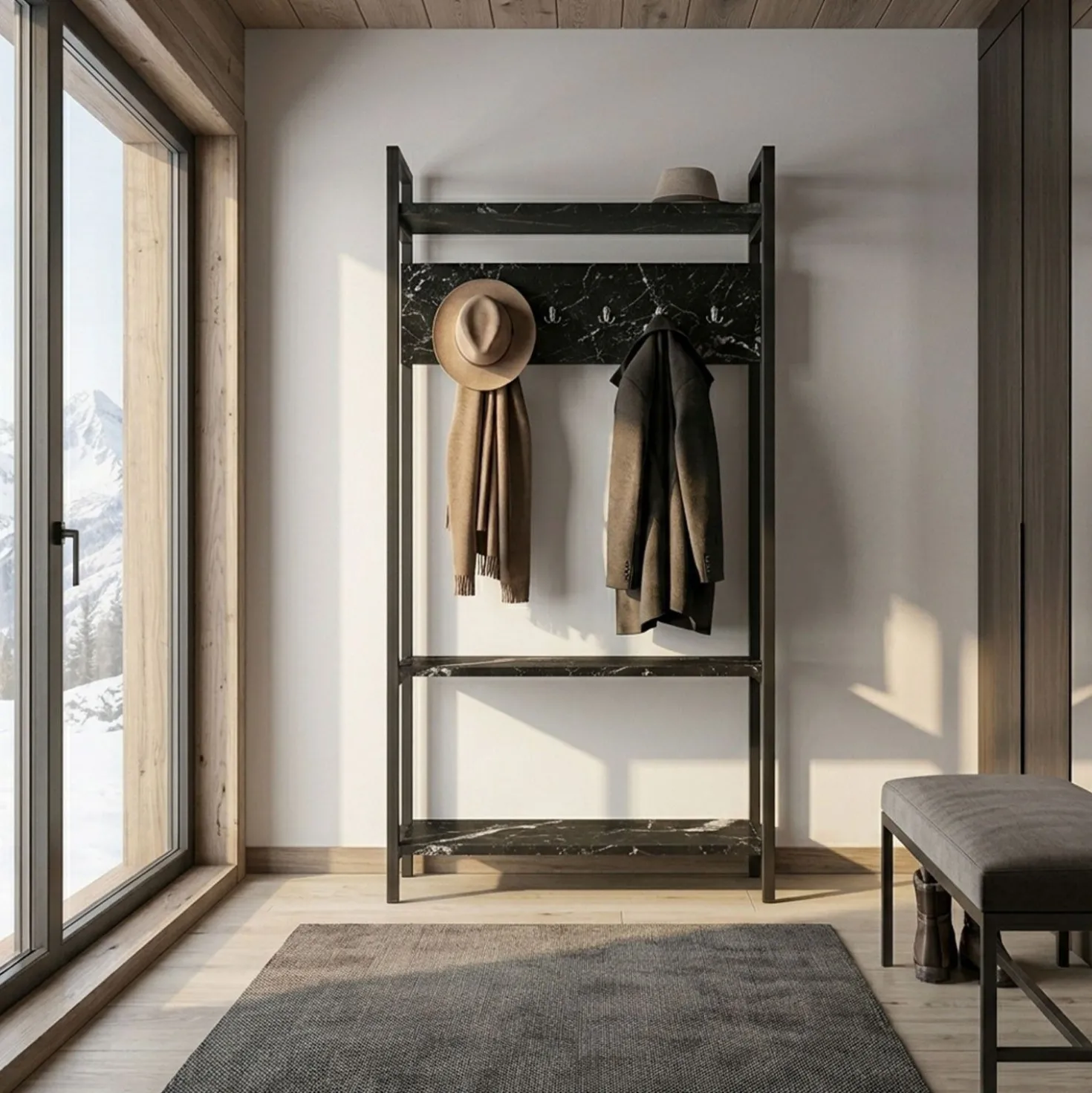 Vestiaire avec étagères et patères Marcadet Noir