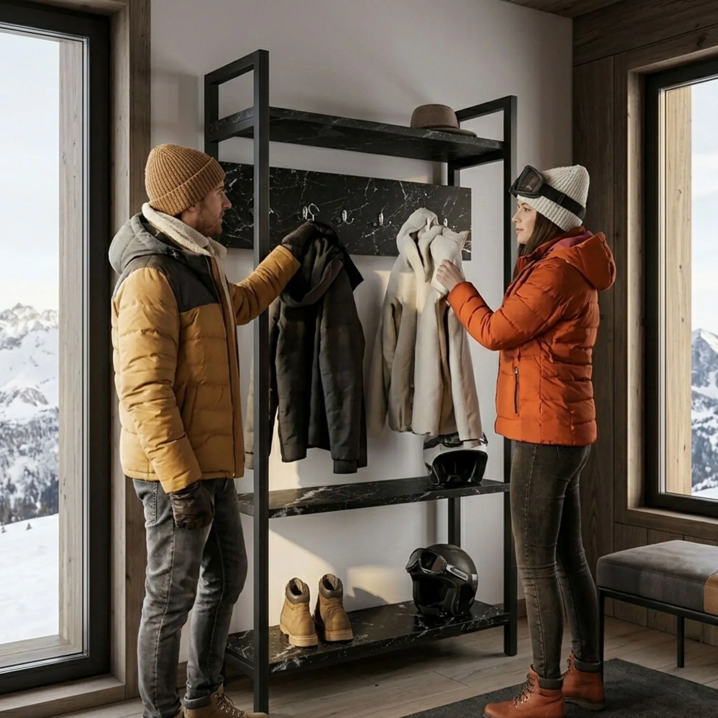 Vestiaire avec étagères et patères Marcadet Noir