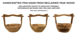 Vide-sac en teck recyclé avec poignée artisanale